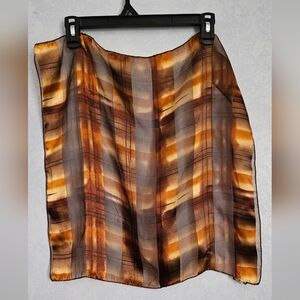 Brown Plaid Scarf 20x20